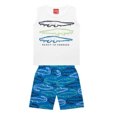 Imagem de Conjunto Roupa Infantil Menino Regata + Bermuda Estampa Jacaré Confort