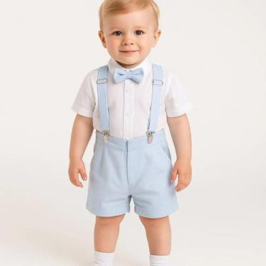 Imagem de Roupa Batizado Infantil Menino Casamento Formatura Papilloo, P, Azul L