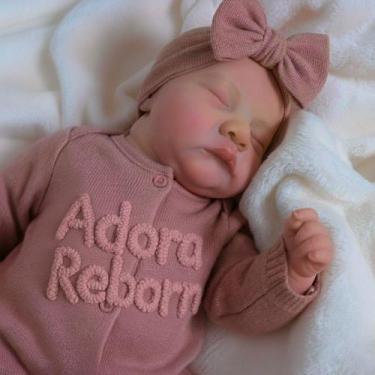 Imagem de Boneca Bebê Reborn Realista Em Silicone Com Olhos Fechados - GRS TOYS