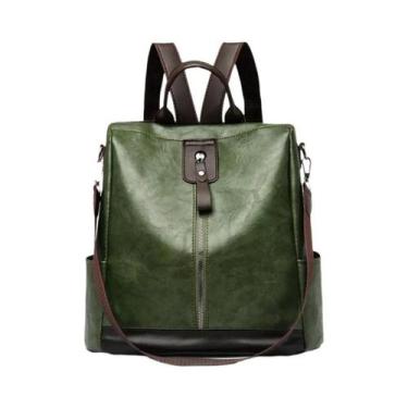 Imagem de Mochila De Viagem Feminina De Grande Capacidade Em Couro PU Antifurto,
