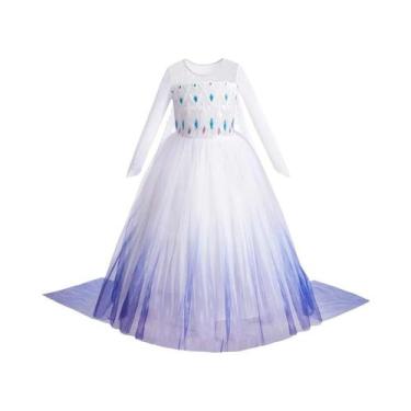 Imagem de Vestido De Princesa Branco Da Disney Elsa Frozen Para Meninas, Manga L