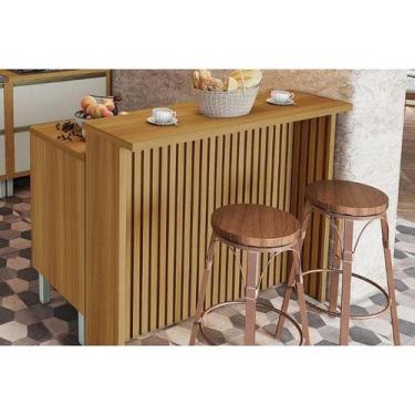 Imagem de Bancada Ilha Cozinha Imperatriz c/ 1 Porta e 4 Gavetas 120cm Freijo/Gr