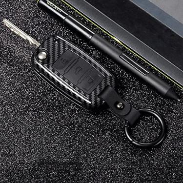 Imagem de YJADHU Carcaça de carbono para chave de carro Shell porta-chaves, adequado para Volkswagen VW Golf 4 5 6 Bora Jetta Polo Passat b5 b6 Skoda Superb Octavia Fabia, preto de carbono