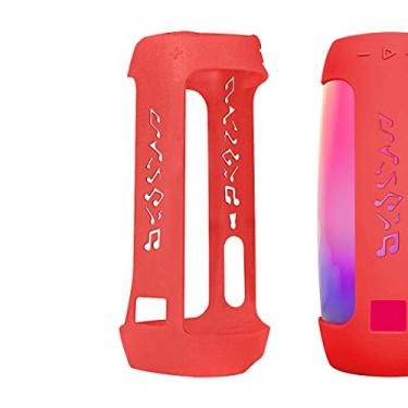 Imagem de Geekria Capa de silicone para alto-falante, compatível com capa JBL Pulse 4, capa protetora à prova d'água macia, caixa de transporte para alto-falantes Bluetooth de substituição com gancho para