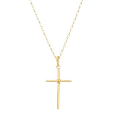 Imagem de Corrente Masculina Cordão 50cm 3mm Crucifixo Tudo Folheado Ouro - Gabr