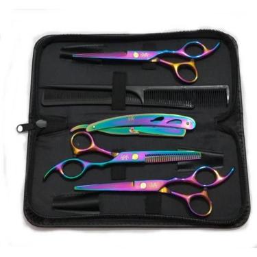 Imagem de Kit 3 Tesoura Fio Laser Fio Navalha Desfiadeira Furta Cor