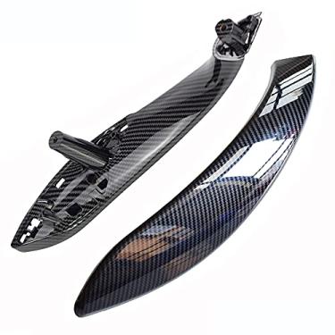 Imagem de 2 peças de fibra de carbono interior maçaneta puxador acabamento capa do passageiro frente/traseiro esquerdo / direito apoio de braço da porta para BMW F30 F31 F32 F33 F34 F35 F36 F80 (traseira esquerda)