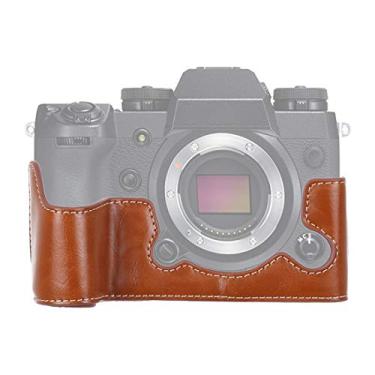 Imagem de HONGYAN capa da câmera 1/4 polegada de linha de couro pu câmera metade da câmera para fujifilm x-h1 acessórios para câmera