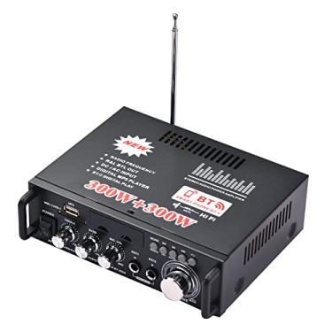 Imagem de Qudai 12V / 110V Amplificador de Potência de Áudio 2CH 300W + 300W para Uso Doméstico BT Receptor de Áudio Digital AMP USB Slot para Cartão de Memória Leitor MP3 Digital Rádio FM Display LCD Entr VG