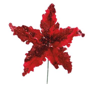 Imagem de Flor Natal Cabo Curto Poinsetia Vermelha 25x25x25cm 1415157