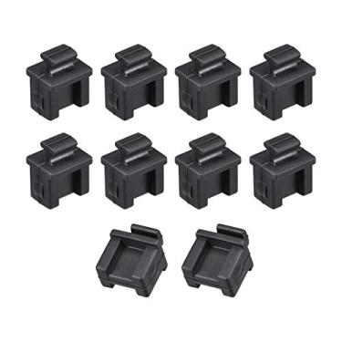 Imagem de uxcell 10 peças SFP Protetores de silicone Tampa de porta antipoeira 14 mm x 12 mm x 17 mm Preto