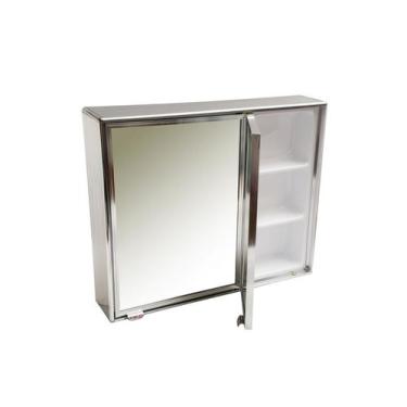 Imagem de Armário Espelho Para Banheiro Alumínio 2 Portas Sobrepor Preto Ou Crom