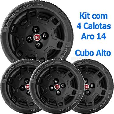 Imagem de 4x Calota FIAT STRADA NOVA FIORINO Aro 14 Preto Emblem 044ca