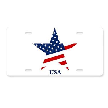 Imagem de DIYthinker Bandeira da América dos Estados Unidos Placa de licença Decoração de carro Acessório de aço inoxidável