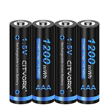 Imagem de 4 baterias de lítio recarregáveis AAA 1,5V pack 1200mWh