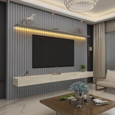 Imagem de Painel Ripado TV até 85 Polegadas com LED 230cm Nobre Gelius Móveis