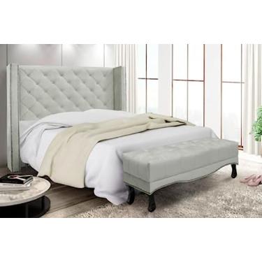Imagem de Kit Cabeceira Quarto + Recamier Sofá Divã Estofado Chaise 2 Lugares 1,6 M Europe (Veludo prata)
