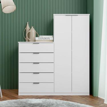 Imagem de Cômoda Sapateira Bartira Roma com 2 Portas e 5 Gavetas - 122cm de largura