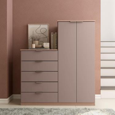 Imagem de Cômoda Sapateira Bartira Roma com 2 Portas e 5 Gavetas - 122cm de largura