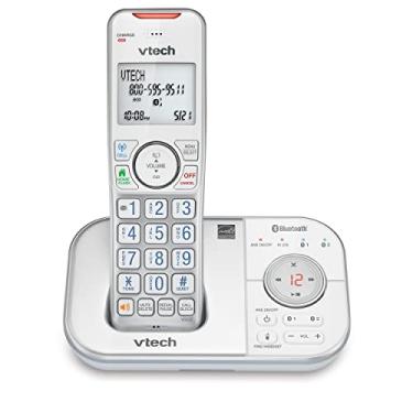 Imagem de VTECH VS112-17 DECT 6.0 Telefone sem fio expansível Bluetooth para casa com secretária eletrônica, bloqueio de chamadas, identificador de chamadas, intercomunicação e conexão ao celular (prata e branco)