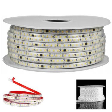 Imagem de Fita LED SMD 6500K 127V 100 Metros Plug Conector Fita Dupla Face Perfil Sanca Gesso Quarto Sala Comercial Residencial