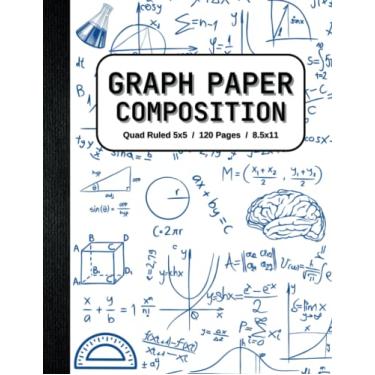 Imagem de Caderno de composição de papel milimetrado: caderno de papel quadriculado | Quadriciclo pautado 13 x 12 cm, 5 quadrados por polegada | Caderno de composição de matemática e ciências para estudantes |