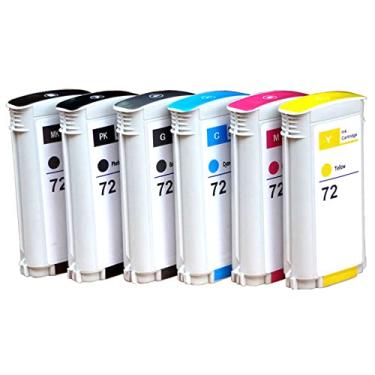 Imagem de Zeblue 72 cartuchos de tinta de substituição para cabeça de impressão HP 72 T610 T620 T770 T790 T1100 T1120 1200 T1300 T2300 Novos chips atualizados (MK/PK/G/C/M/Y)