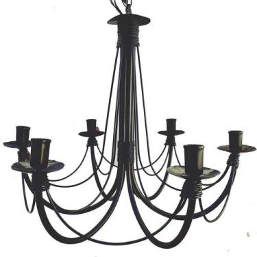 Imagem de Lustre Luminária Ferro De Teto  Preto Rústico Decoração 6 Lâmpadas Art
