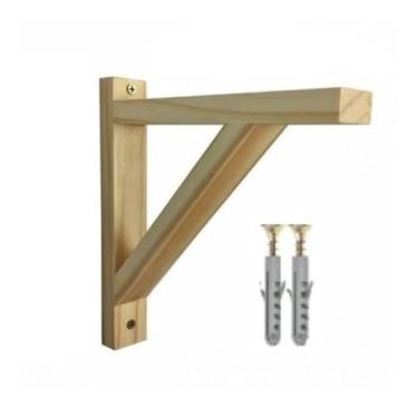 Imagem de Loja do Pinho Mão Francesa 20x20cm Madeira Maciça + Buchas E Parafusos