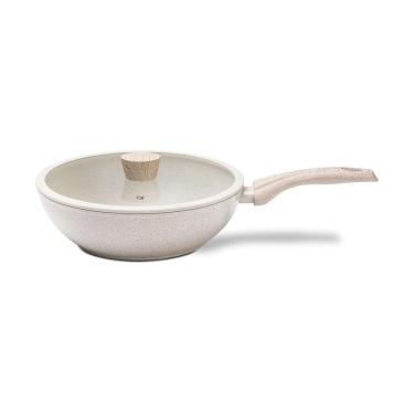 Imagem de Wok com Tampa Brinox Antiaderente Ceramic Life Sirius 28 cm 3,4 L com Indução Vanilla