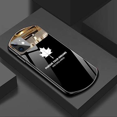 Imagem de Capa de telefone de vidro temperado de folha de bordo oval fofa de luxo para iPhone 15 14 13 12 11 Pro Max XS XR X 8 7 6 Plus Capa de silicone espelhada, preta, para iPhone 6sPlus