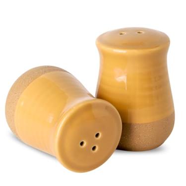 Imagem de Hasense Saleiro e pimenteiro, conjunto de 2 saleiros de cerâmica, coqueteleira fofa para bancada, conjunto de recipientes de sal e pimenta de fazenda para decoração de cozinha doméstica, presente para