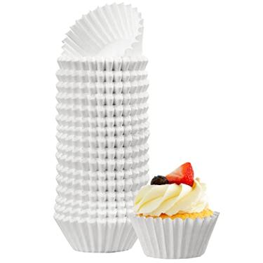 Imagem de (mini -branco) - LotFancy 500 peças de forros brancos de cupcake, mini forros de muffin, embalagens pequenas para cupcake, copos de papel de cupcake à prova de gordura para aniversário, feriados, sem