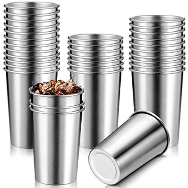 Imagem de 50 peças de copos de aço inoxidável de 250 ml, pequenos copos de metal a granel, copos inquebráveis, reutilizáveis, empilháveis, copos para crianças, adultos, bar, casa, viagem, acampamento, uso