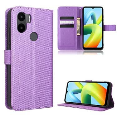 Imagem de Elubugod Capa de couro compatível com Xiaomi Redmi A1+, capa flip de couro PU compatível com Xiaomi Redmi A2+ 23028RNCAG 23028RN4DI 23028RNCAI capa roxa