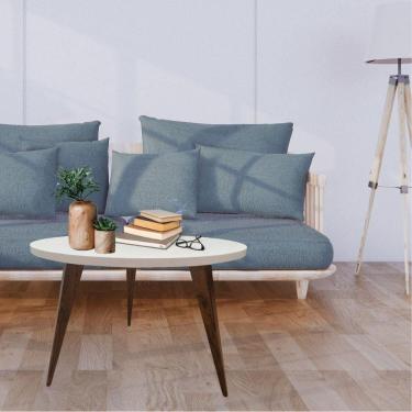 Imagem de Mesa Lateral Redonda 60x42cm Zizi Mel Branco