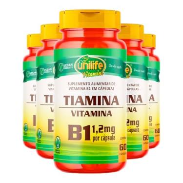 Imagem de Tiamina Unilife - Vitamina do Complexo B - Kit 5 Unidade de 60 Cápsulas
