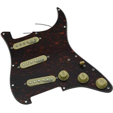 Imagem de KAISH Pickguard de guitarra elétrica carregada de tartaruga vermelha pré-cabeada com captadores Wilkinson para USA/México FD Stratocaster