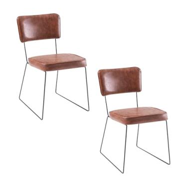 Imagem de Kit 2 Cadeiras de Jantar Decorativa Base Aço Preto Luigi PU Caramelo G17 - Gran Belo