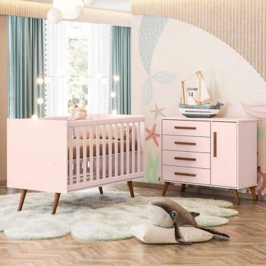 Imagem de Quarto Infantil Completo Bear 1 Porta 4 Gavetas Rosa - Pnr Móveis