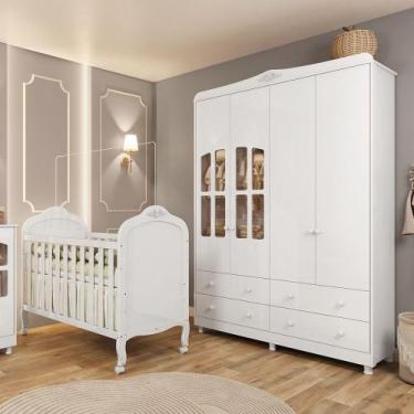 Imagem de Quarto de Bebê Completo com Berço Mini Cama  e Guarda Roupa 100 MDF co
