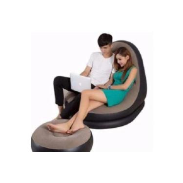 Imagem de Sofá Poltrona Inflável Com Puff Kit 2 em 1 Luxo - BBG