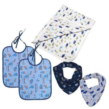 Imagem de Kit Conforto Bebê 5 Peças Bandana Babador e Cueiro Estampado - Koala B