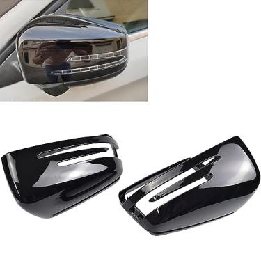 Imagem de Hacreyatu Para -Mercedes- B-e-nz- W176 W246 W212 W204 C117 X156 X204 W221 C218 A B C E S CLA GLA GLK Class Side Wing Mirror Covers Caps (Preto brilhante)