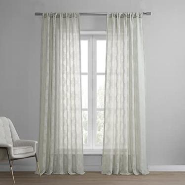 Imagem de HPD Half Price Drapes SHCH-11701B-108 Cortina de linho transparente padronizada (1 painel), 127 cm x 274 cm, Calais Tile Grey