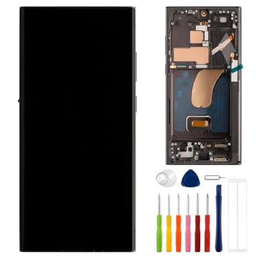 Imagem de E-yiiviil Tela digital OLED de tamanho pequeno compatível com Samsung Galaxy S23 Ultra SM-S918B SM-S918U 6,8 polegadas, tela sensível ao toque, montagem com ferramentas (com moldura)