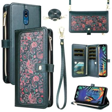 Imagem de Dswteny Capa carteira floral para LG K40/K12 Plus/X4 2019/Solo LTE/Xpression Plus 2/Harmony 3 com alça de pulso alça de ombro com zíper, capa de telefone para LGK40 K 40 40K L423DL LMX420 mulheres