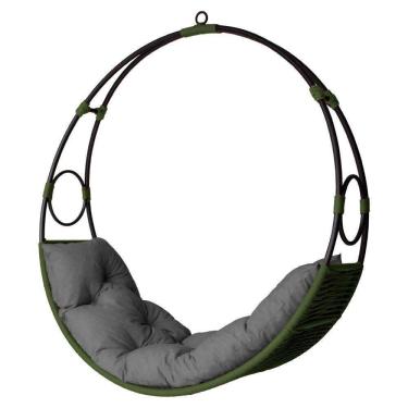 Imagem de Cadeira Balanço Suspenso Lua Nova Em Corda Náutica Verde/cinza