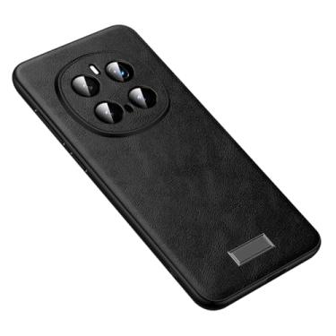 Imagem de HAO RIYLN Capa de couro para Honor Magic 7 Pro/7, capa de telefone fina, leve, macia, proteção de lente com tudo incluído, capa minimalista antiarranhões, preta, 7Pro