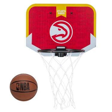 Imagem de Franklin Sports NBA Atlanta Hawks Mini Cesta de basquete sobre a porta - Mini cesta de basquete infantil com basquete - NBA Fan Shop Mini Argola para quarto + escritório - Conjunto de mini argolas